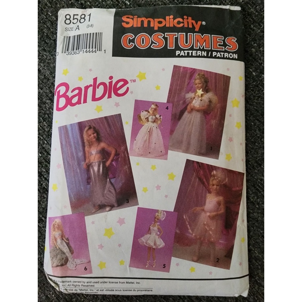 Simplicity‎ Costumes Children's Sewing Pattern #8581 Size A BARBIE Uncut  **